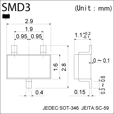 Switching Diodes (支持 AEC-Q101)_DA228KFH_Dimensions