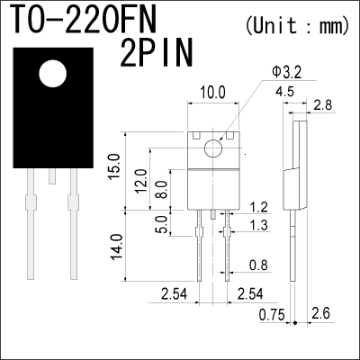 Super Fast Recovery Diode_RFUH10TB4SNZ_Dimensions