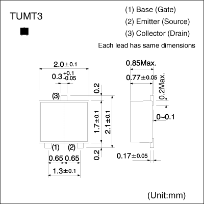 Low VCE(sat) Transistor_2SD2700_Dimensions